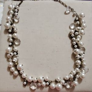 Pearl + Crystal Drops Long Necklace